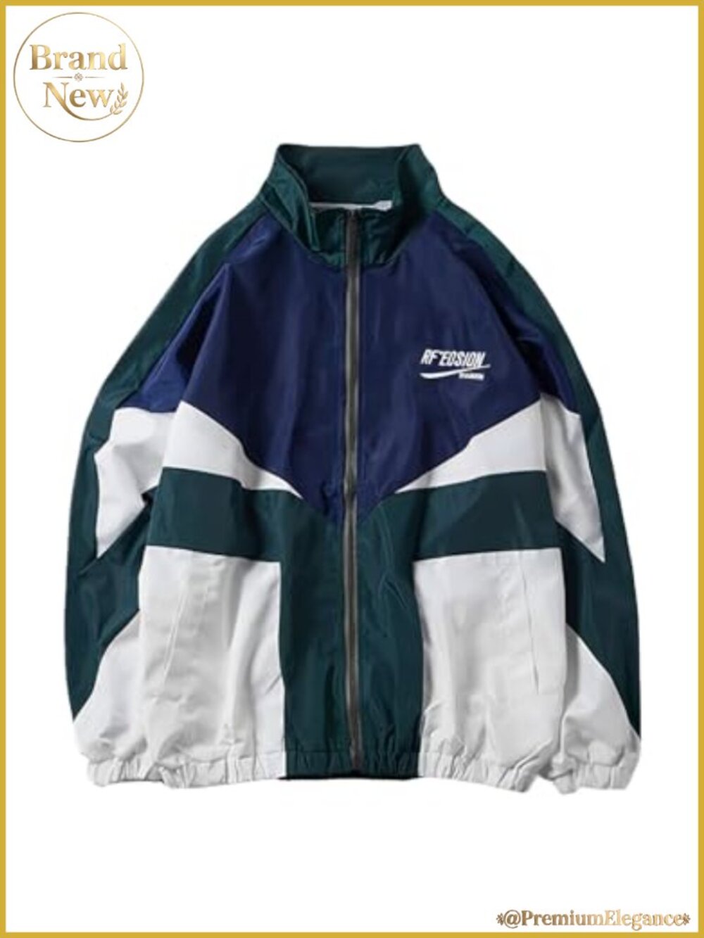 Women's Oversized Varsity Windbreaker Jacket Y2K Colorblock Polyester